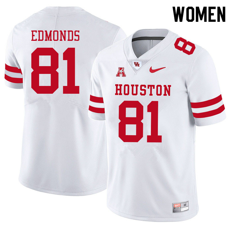 Women #81 Darius Edmonds Houston Cougars College Football Jerseys Sale-White